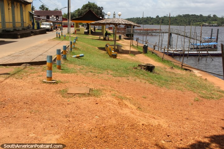 Looking along the main area of the waterfront in Saint Georges in French Guiana. (720x480px). The 3 Guianas, South America.