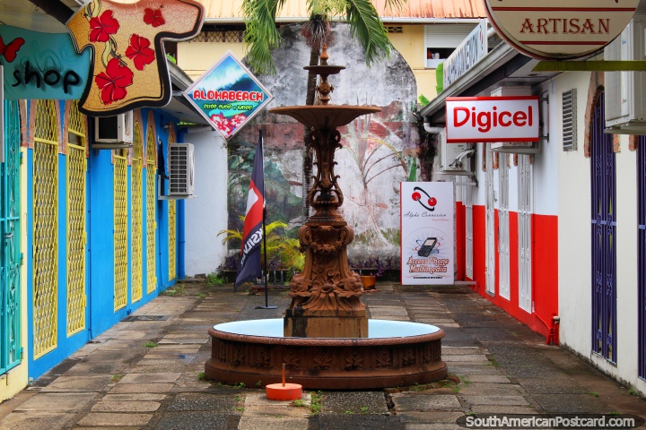 A fountain at the gallery of 3 fountains in Cayenne in French Guiana. (720x480px). The 3 Guianas, South America.