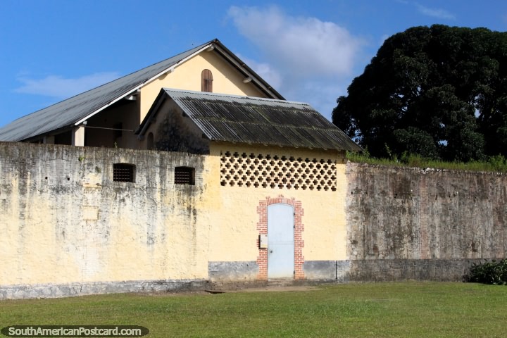 Buildings and walls at Le Camp de la Transportation, prison in Saint Laurent du Maroni, French Guiana. (720x480px). The 3 Guianas, South America.