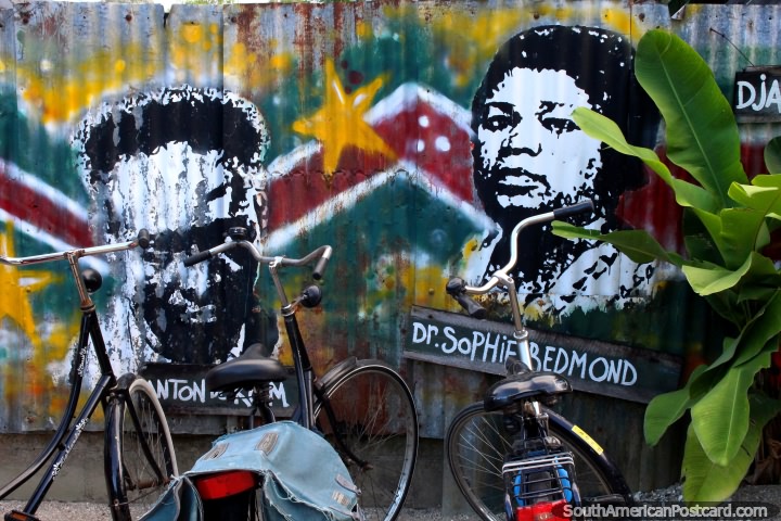 Mural of Dr. Sophie Redmond (1907-1955), also an actress, Paramaribo, Suriname. (720x480px). The 3 Guianas, South America.