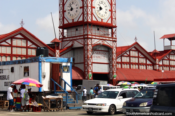La famosa torre del reloj en el centro de Stabroek Mercado en Georgetown, Guyana. (720x480px). Las 3 Guayanas, Sudamerica.