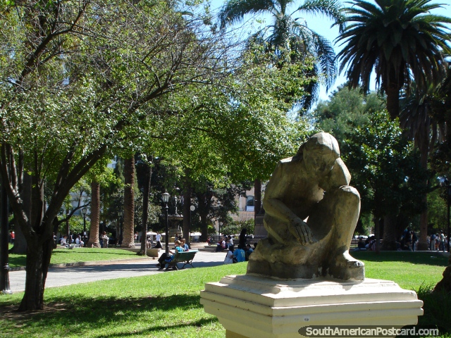 Statue in Plaza 9 de Julio in Salta. (640x480px). Argentina, South America.