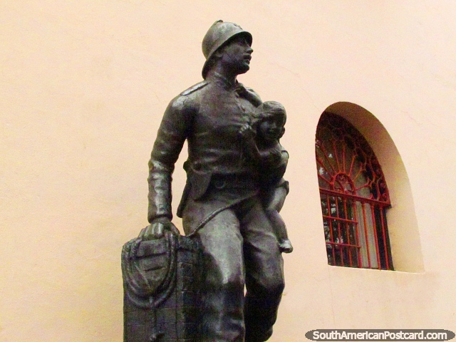 Fireman saves child monument in La Boca Buenos Aires. (640x480px). Argentina, South America.