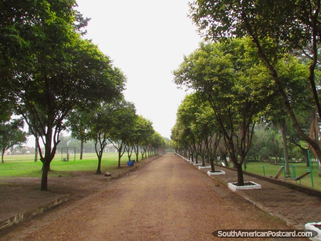 Caminos de andar bordados de árboles en Parque Quiros en Colon. (640x480px). Argentina, Sudamerica.