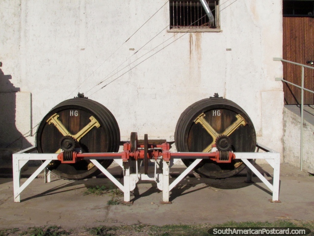A pair of old wine barrels at Florio winery in Mendoza. (640x480px). Argentina, South America.