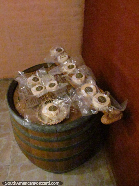 Packets of cheese for sale from Qualtaye cheese factory in Mendoza. (480x640px). Argentina, South America.