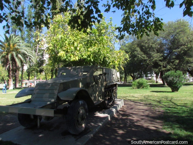 Weapons of war on display at Plaza Espana in San Juan. (640x480px). Argentina, South America.