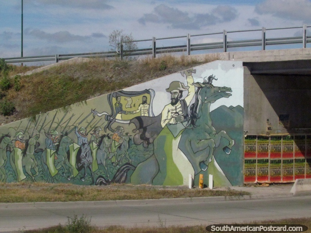 Pintura mural de la escena de batalla una pequea salida de Salta. (640x480px). Argentina, Sudamerica.