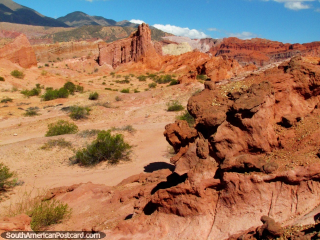 Great scene of jagged red rocks in the Quebrada de las Conchas in Cafayate. (640x480px). Argentina, South America.