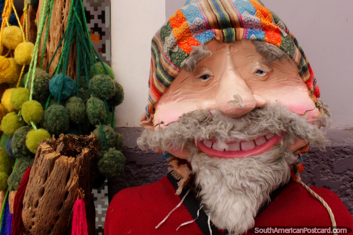 A ceramic man dressed up outside a shop in central Salta. (720x480px). Argentina, South America.