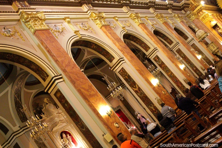 Gold and many archways, inside the cathedral in Salta. (720x480px). Argentina, South America.