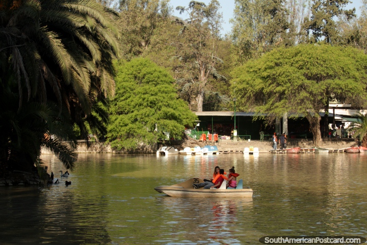 Hire a boat and paddle around the lagoon at Parque San Martin in Salta. (720x480px). Argentina, South America.