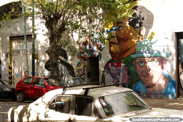 O mural que inclui um presidente asiático em um subúrbio exterior de Buenos Aires. (720x480px). Argentina, América do Sul.