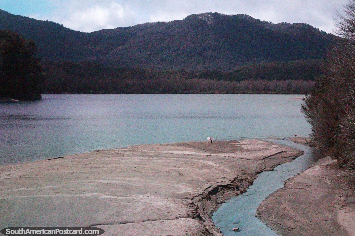 Water and mountains after the border crossing into Argentina from Chile. (720x480px). Argentina, South America.