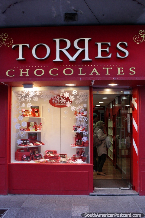 Torres Chocolates shop, there are a great range of chocolates to taste in Bariloche! (480x720px). Argentina, South America.