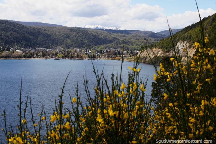 Lake Lacar and the town of San Martin de los Andes, north of Bariloche. (720x480px). Argentina, South America.