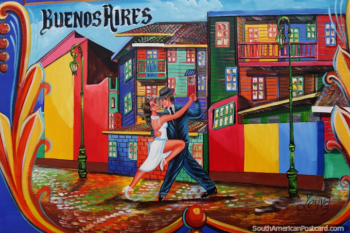 Caminito es un callejn tradicional en La Boca con bellas artes y cultura, una pintura callejera, Buenos Aires. (720x480px). Argentina, Sudamerica.