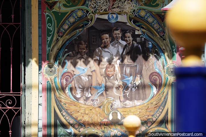 Beautiful painting of a family on a building in La Boca, streets of much tradition in Buenos Aires. (720x480px). Argentina, South America.