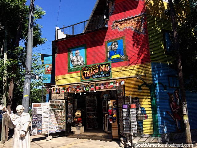 Tango Mio, una colorida tienda de souvenirs en La Boca en Buenos Aires. (640x480px). Argentina, Sudamerica.