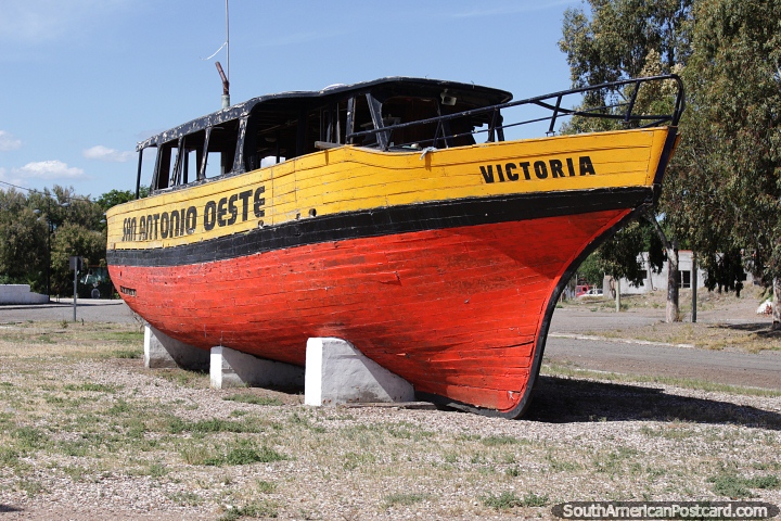 The boat Victoria, monument in San Antonio Oeste. (720x480px). Argentina, South America.