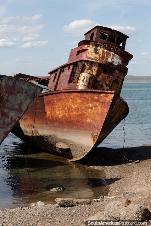 The ship graveyard at high tide in San Antonio Oeste. (480x720px). Argentina, South America.