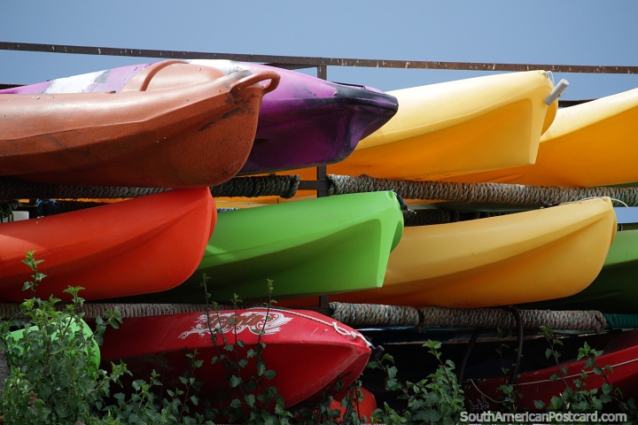 Kayaks for hire in Puerto Madryn, what is your color? (720x480px). Argentina, South America.