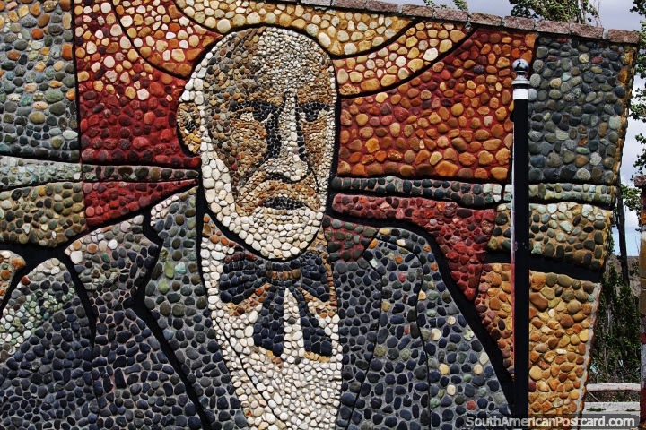 Portrait of Don Luis Piedra Buena made from stones in Piedrabuena, his town. (720x480px). Argentina, South America.
