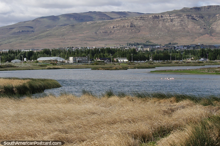 El Calafate, Patagonian town with Nimez Lagoon in the foreground. (720x480px). Argentina, South America.