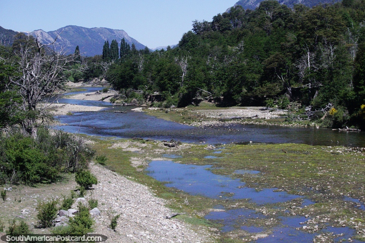 River and beautiful rough terrain south of Lake Falkner and San Martin. (720x480px). Argentina, South America.