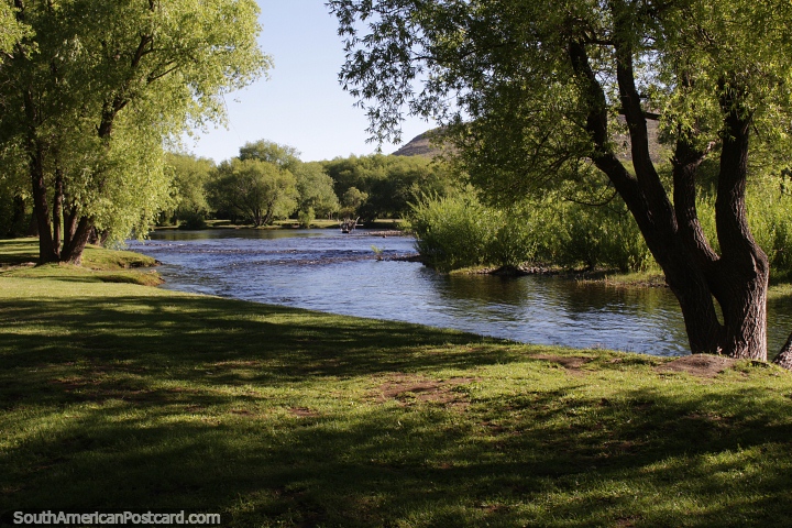 Beautiful green surroundings around the river in Junin de los Andes. (720x480px). Argentina, South America.