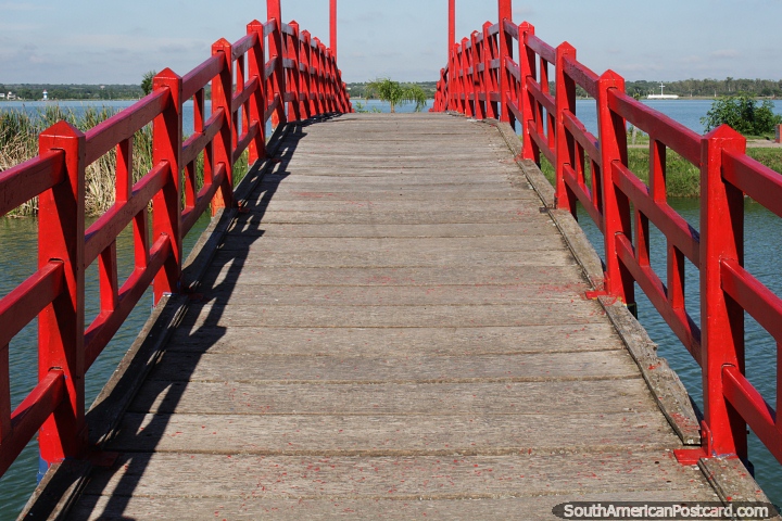 View of the bridge from the island toward Don Tomas Lagoon in Santa Rosa. (720x480px). Argentina, South America.