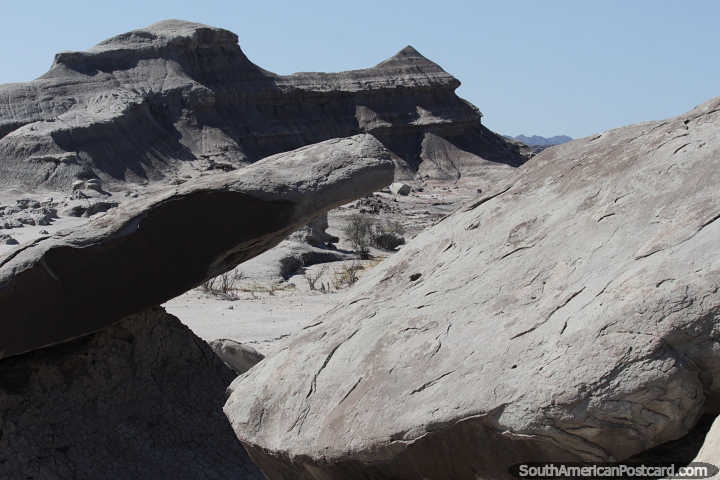 View of beautiful rock landscapes like the surface of the moon at Ischigualasto Triassic Park. (720x480px). Argentina, South America.