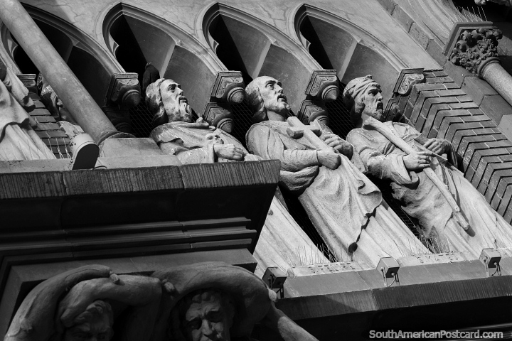 Men hold a cross and a stick, Church of the Capuchins, black and white, Cordoba. (720x480px). Argentina, South America.