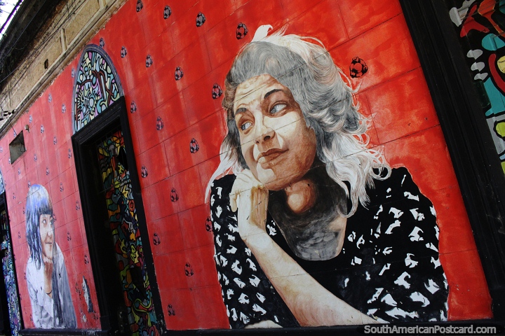 Mural de una mujer en una antigua discoteca o bar de Resistencia. (720x480px). Argentina, Sudamerica.
