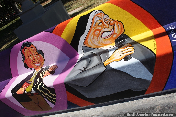 Sister Regina Sian and Luis Landriscina, cultural icons, mural in Resistencia. (720x480px). Argentina, South America.