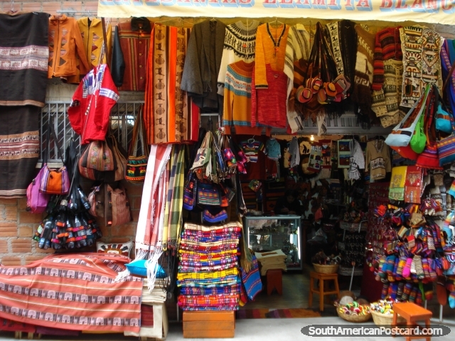Nice things to buy at the witches market in La Paz, but more expensive here than up the road. (640x480px). Bolivia, South America.