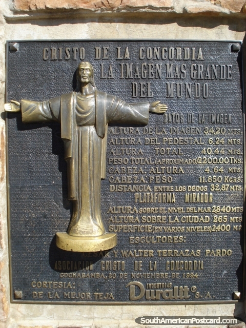 Cristo De La Concordia. The worlds tallest Jesus statue! Cochabamba. (480x640px). Bolivia, South America.