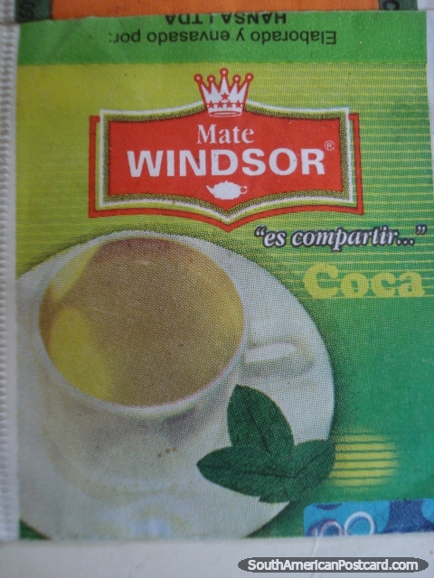 Mate Windsor coca tea packet. (480x640px). Bolivia, South America.