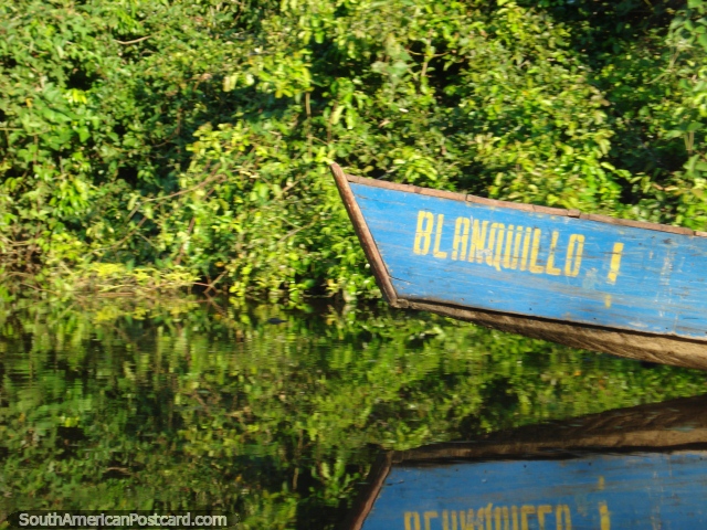 River boat Blanquillo motors along in Rurrenabaque. (640x480px). Bolivia, South America.