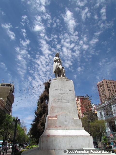 Monumento de Cristoforo Colombo em La Paz. (480x640px). Bolvia, Amrica do Sul.