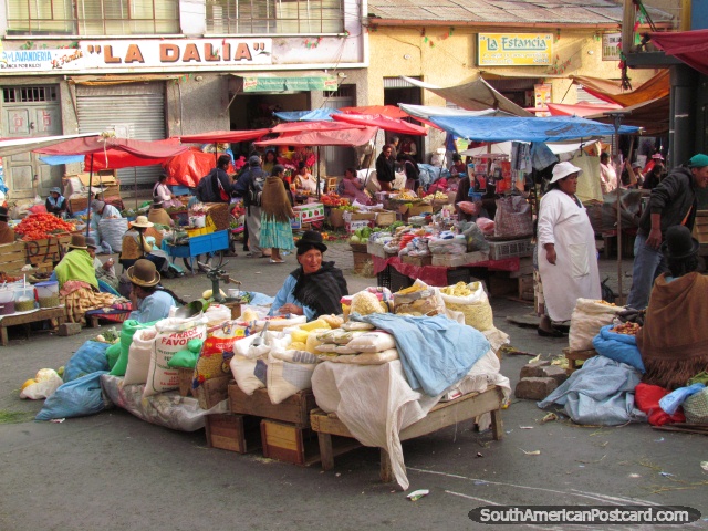 Buy fruit, vegetables, meat and a lot more in La Paz at Mercado Rodriguez. (640x480px). Bolivia, South America.