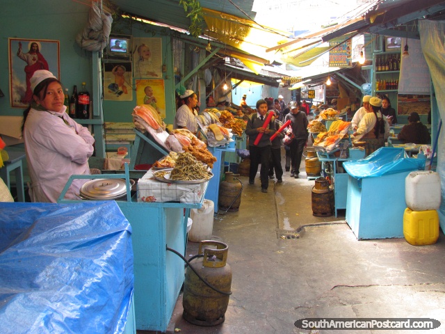 Fish market at Mercado Uruguay in La Paz. (640x480px). Bolivia, South America.