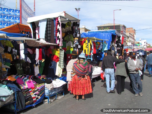 Clothes market in Oruro. (640x480px). Bolivia, South America.