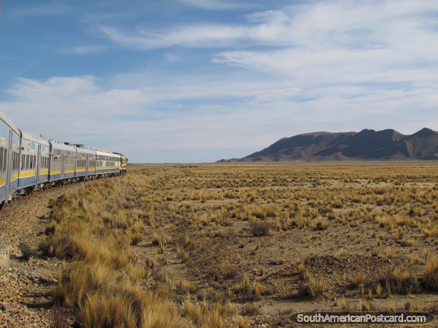The train heads for Uyuni from Oruro. (640x480px). Bolivia, South America.