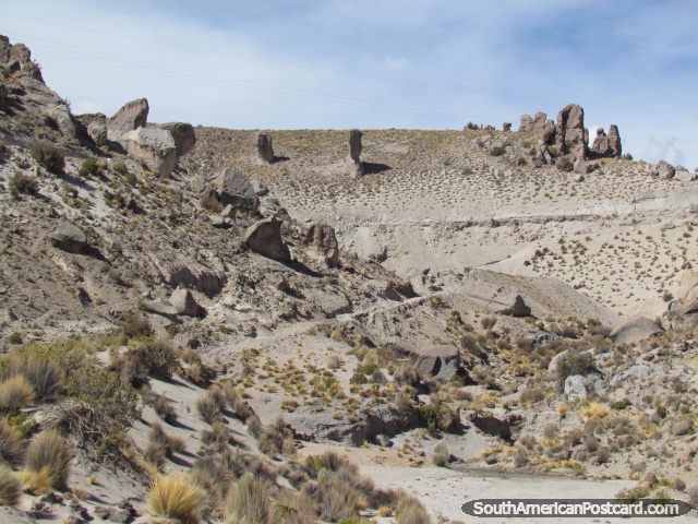 Rock formations like Stonehenge between Tica Tica and Potosi. (640x480px). Bolivia, South America.