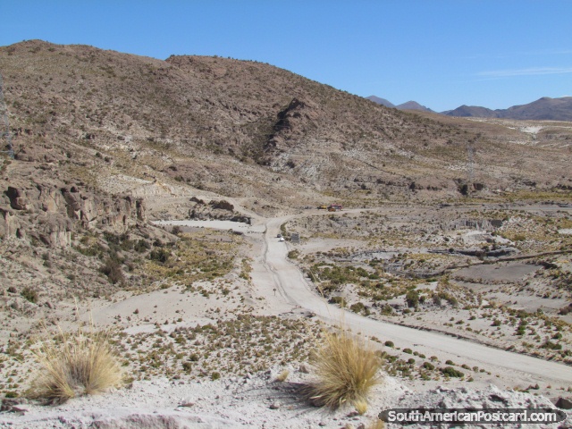 Road up to mines in a town near Potosi. (640x480px). Bolivia, South America.