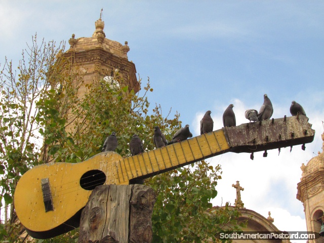 Guitar monument, Cuna del Charrango in Potosi. (640x480px). Bolivia, South America.