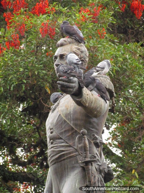 Jose Bernardo Monteagudo (1786-1825) monument in Plaza 25 de Mayo in Sucre. (480x640px). Bolivia, South America.