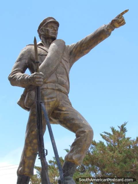 Chaco War (1932-1935) monument in Tupiza featuring John Travolta. (480x640px). Bolivia, South America.