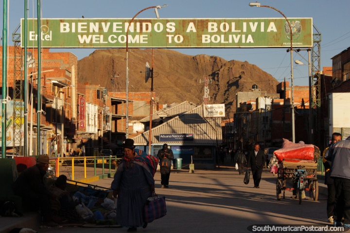 The border crossing at Desaguadero, looking from Peru to Bolivia. (720x480px). Bolivia, South America.